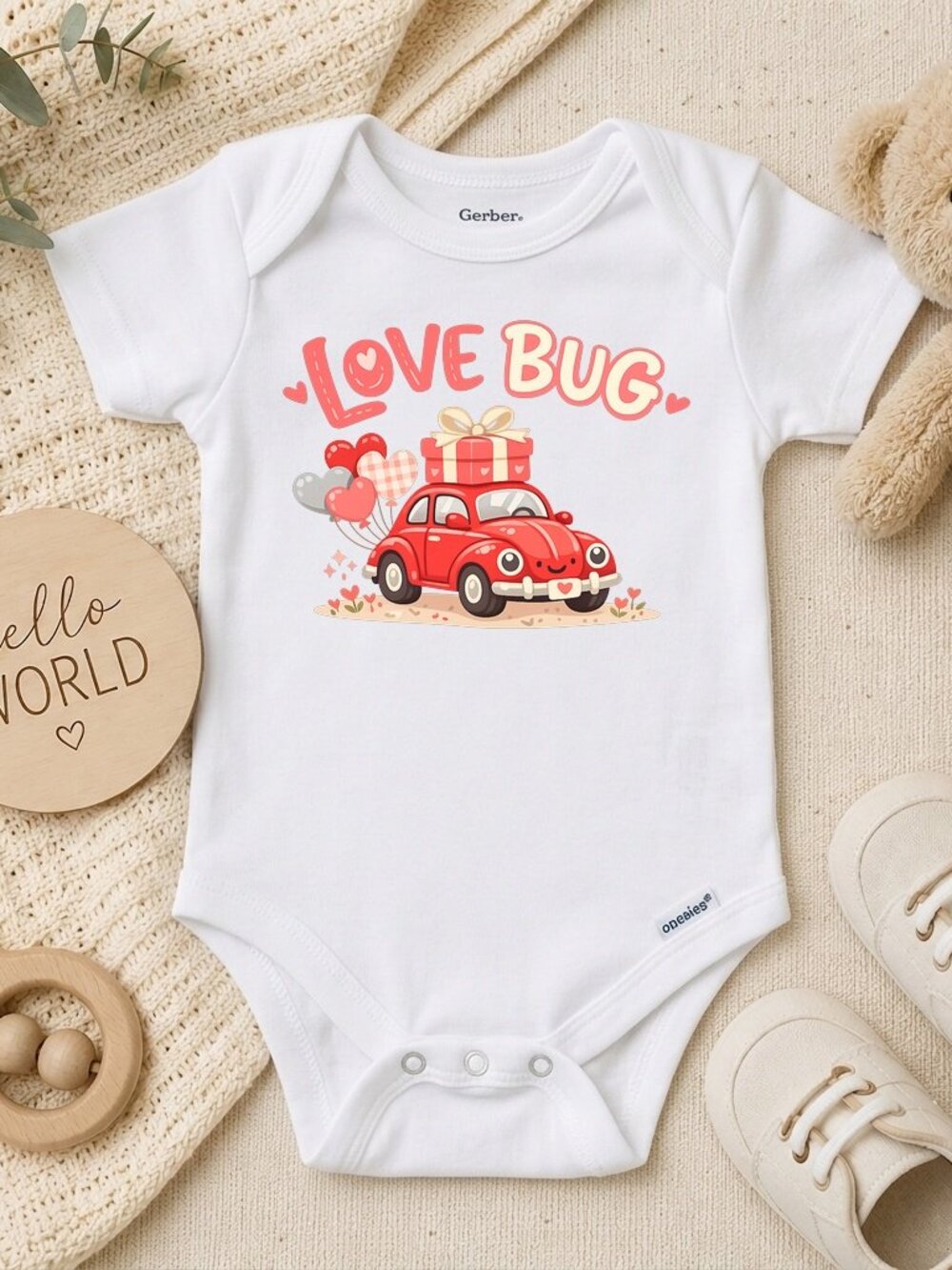 Retro Valentine's Love Bug Baby Gift ONESIE®